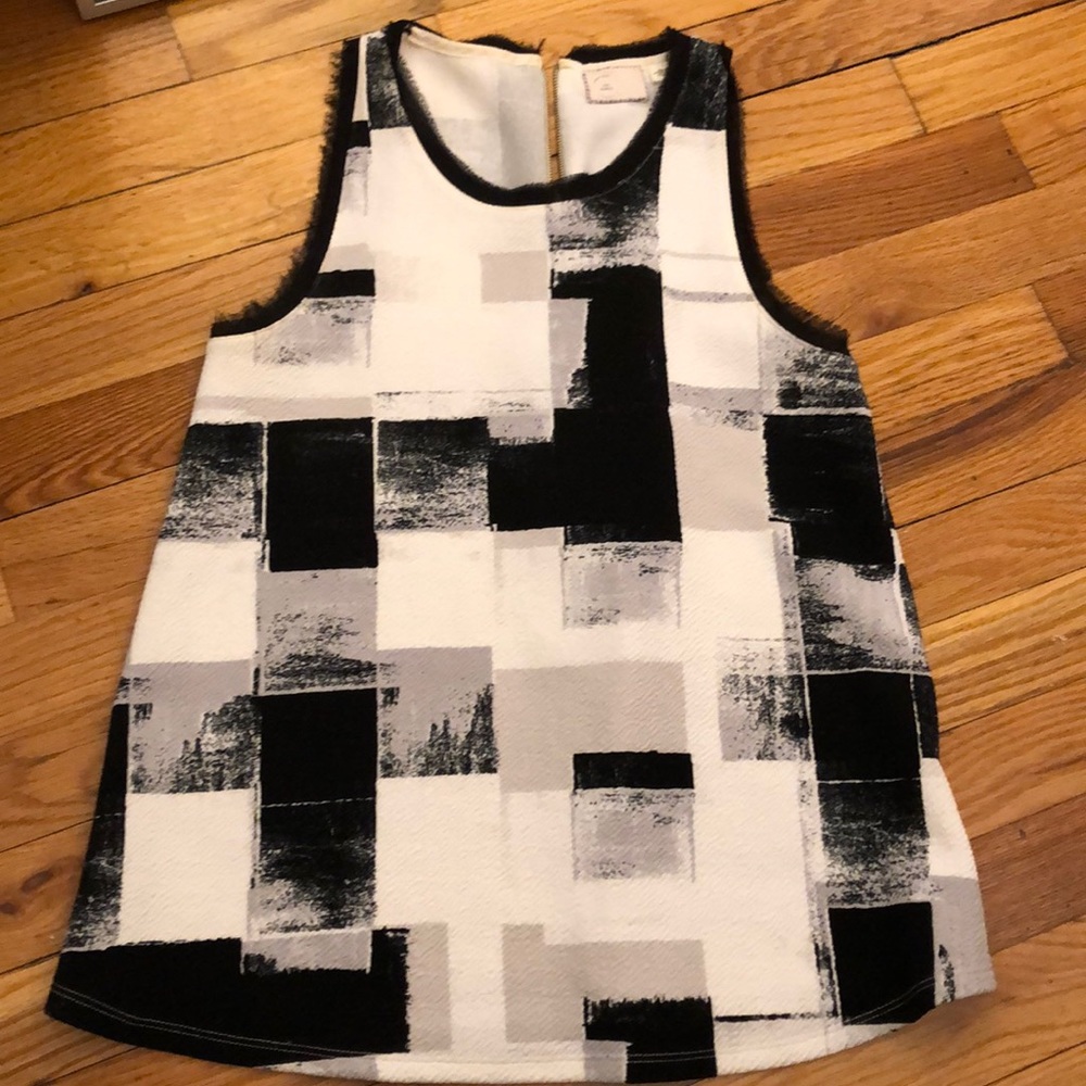 Anthropologie XS black and white color-block tank